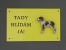 Výstražná tabulka postava - Louisianský leopardí pes