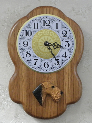 Airedale Terrier - Wall Clock Rustical Head