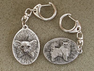 Chihuahua Longhaired - Double Motif Key Ring