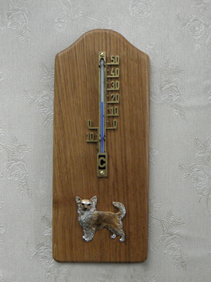 Chihuahua Longhaired - Thermometer Rustical