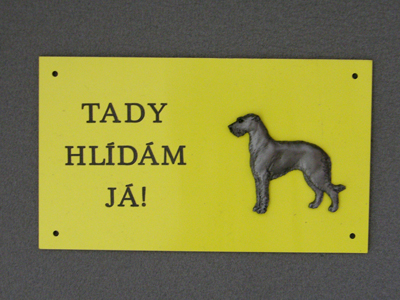 Skotský jelení pes - Výstražná tabulka postava