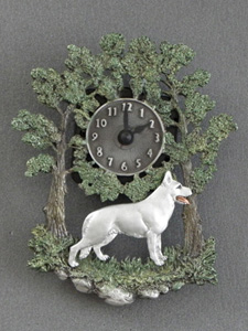 Bílý švýcarský ovčák - Nástěnné hodiny kovové