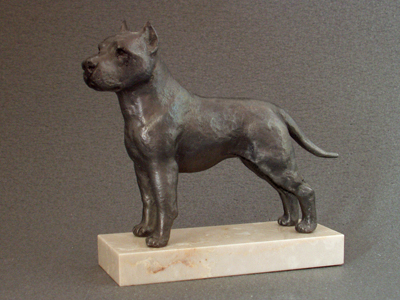 American Staffordshire Terrier - Classic Figure on Marble Base