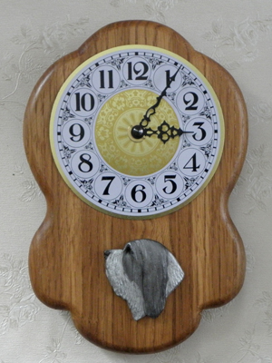 Bearded Collie - Wall Clock Rustical Head