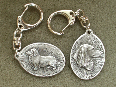 Dachshund longhaired - Double Motif Key Ring