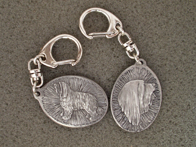 Bearded Collie - Double Motif Key Ring