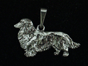 Dachshund longhaired - Pendant Figure Silver