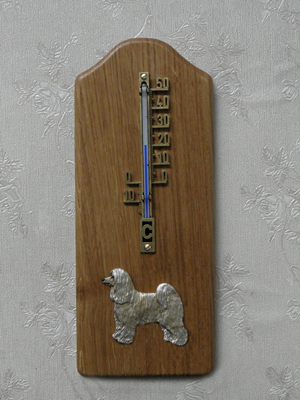 Chinese Crested Dog - Powderpuff  - Thermometer Rustical